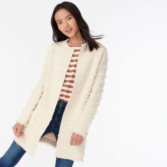 New with Tags, J. Crew Juliette Collarless Sweater-blazer with Fringe Stripe - Picture 2 of 6